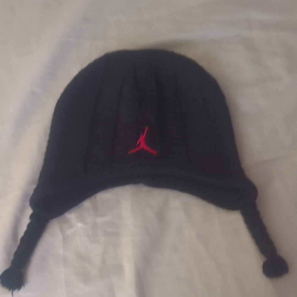 Kids Black Winter Hat with Red Logo